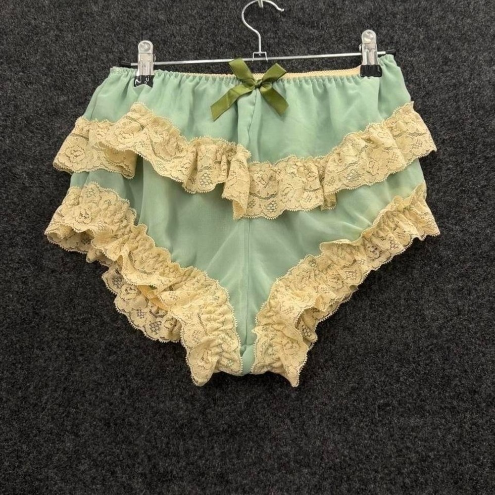 Romwe Ruffle Lace Panties Women's Size S Mint Sheer Lingerie Y2K